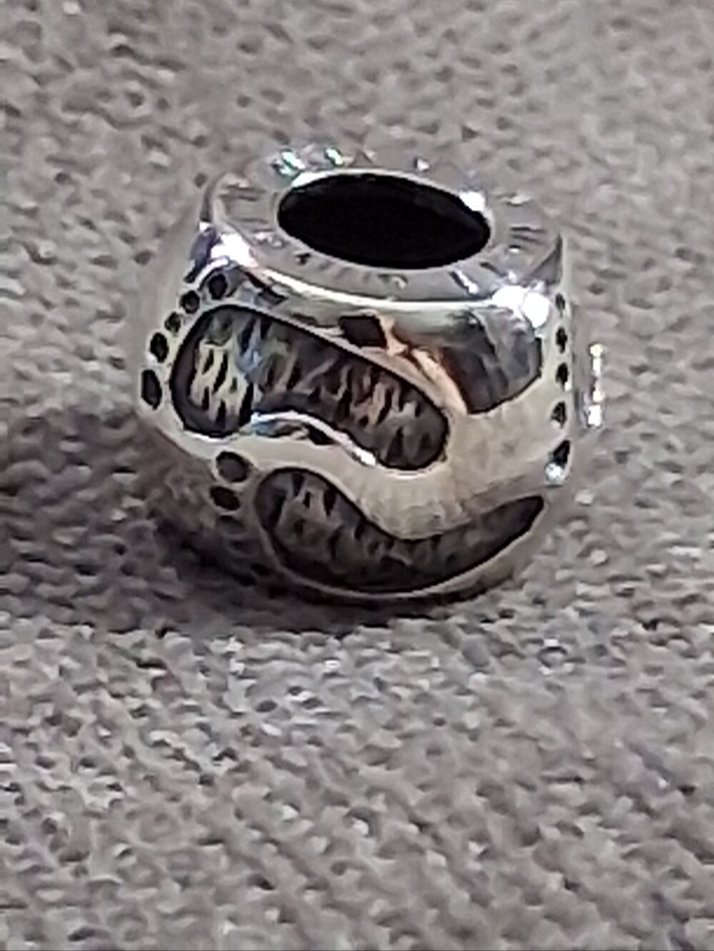 Rare Persona 925 Sterling Silver "Footprints" Religious Poem Bead Charm VG+ 11mm